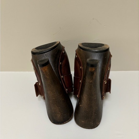 REPORT Brown Leather Laurent clog platform buckle - Picture 13 of 14